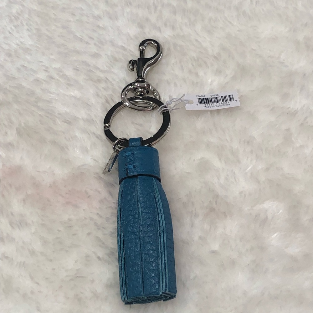 Keychain silver and blue coach